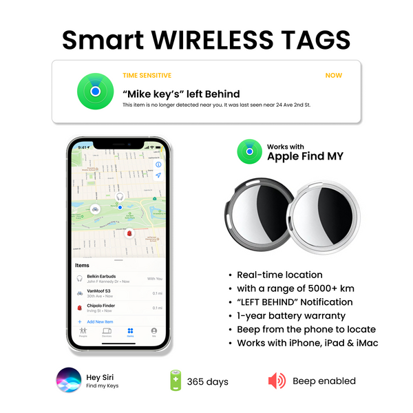 Smart wireless tracker for your keys, bags, and gadgets — iOS compatible